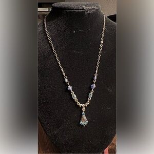 Vintage 1928 Brand Silver and Blue Gemstone Necklace